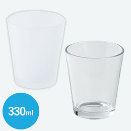 フルカラー印刷対応グラス（330ml）　フロスト/クリア