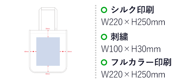 キャンバスホリデースクエアトート仕切りポケット付ｖｅｒ．２（SNS-0300520）名入れ画像　シルク印刷　W220×H250mm　刺繍　W100×H30mm　フルカラー印刷　W220×H250mm