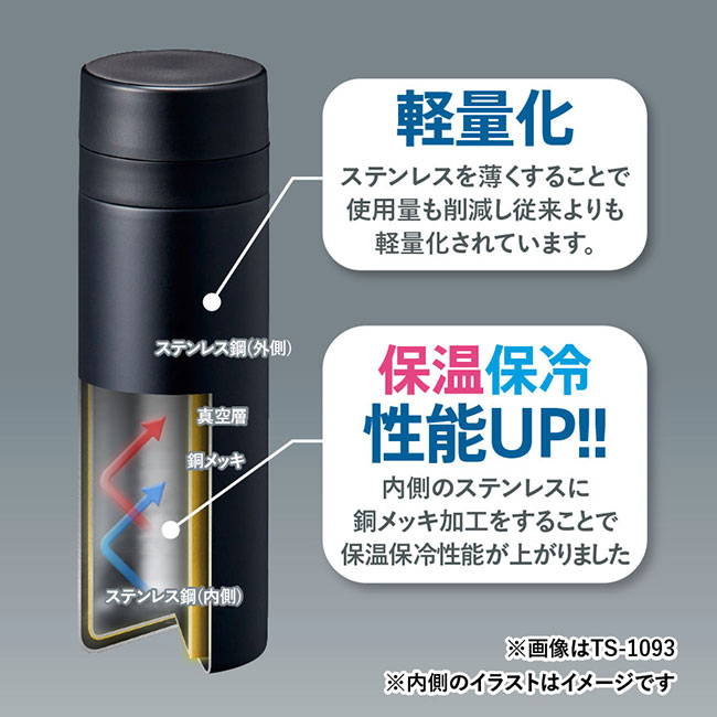 スリムサーモステンレスボトル３００ｍｌ　ｖｅｒ．２（SNS-0300553）軽量化、保温保冷性能がアップしました