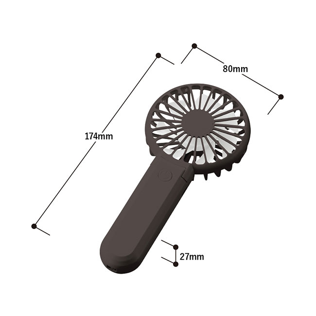 折りたたみハンディＵＳＢファン（SNS-0300576）商品のサイズ