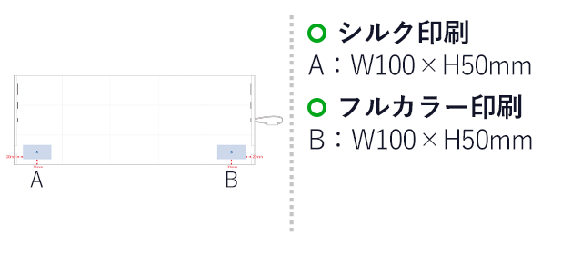 パタント　クーラーレジカゴ用バッグ（SNS-0300581）名入れ画像　シルク印刷　A・B：W100×H50mm　フルカラー印刷　A・B：W100×H50mm