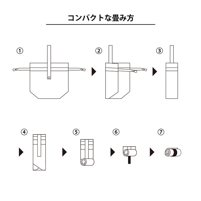 クルリト　コンパクトクーラー巾着バッグ（SNS-0300583）コンパクトな畳み方