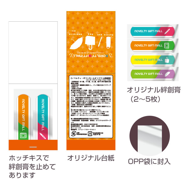 ホッチキス型（オリジナル絆創膏2枚～5枚）（SNS-2800004）セット内容