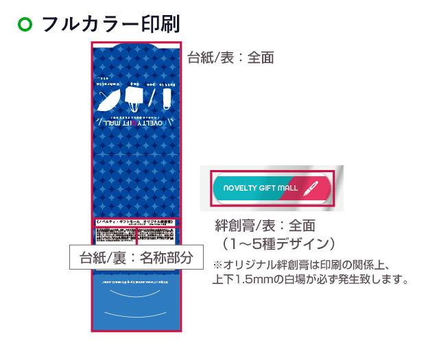 差し込みブック型（オリジナル絆創膏2枚～5枚）（SNS-2800005) 名入れ画像　フルカラー印刷　デザイン可能箇所