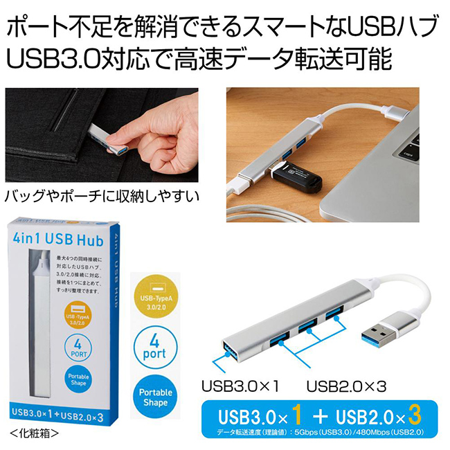 便利な4in1USBハブ（SNS-0700804）