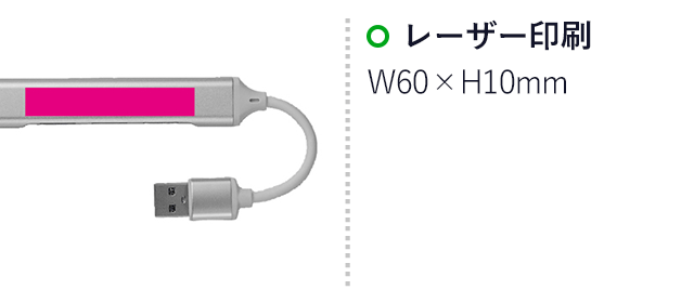 便利な4in1USBハブ（SNS-0700804）名入れ画像　レーザー印刷　W60×H10mm