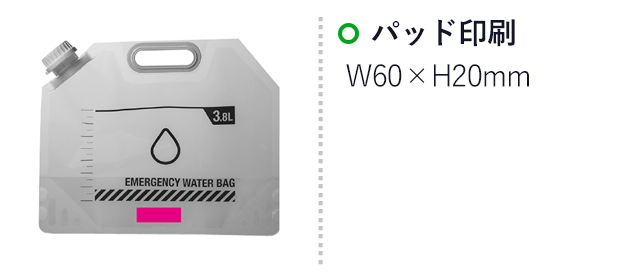 ウォーターバッグ３．８Ｌ（SNS-0700854）名入れ画像　パッド印刷　W60×H20ｍｍ